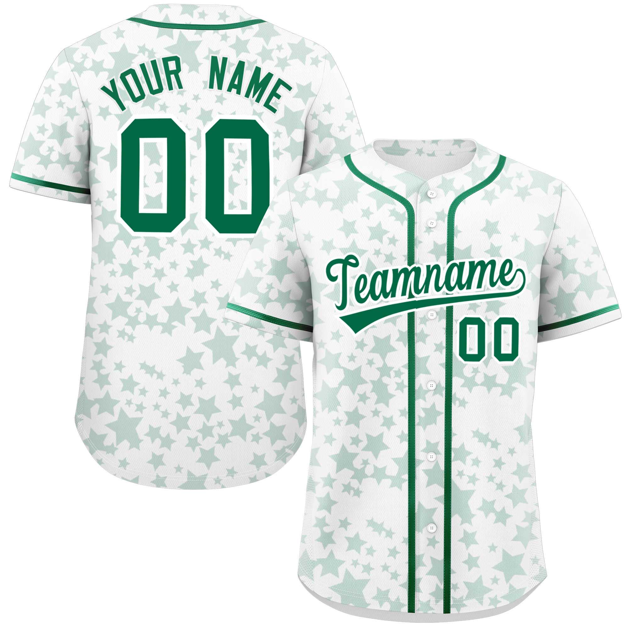 Custom White Kelly Green Personalized Star Graffiti Pattern Authentic Baseball Jersey | KXKSHOP