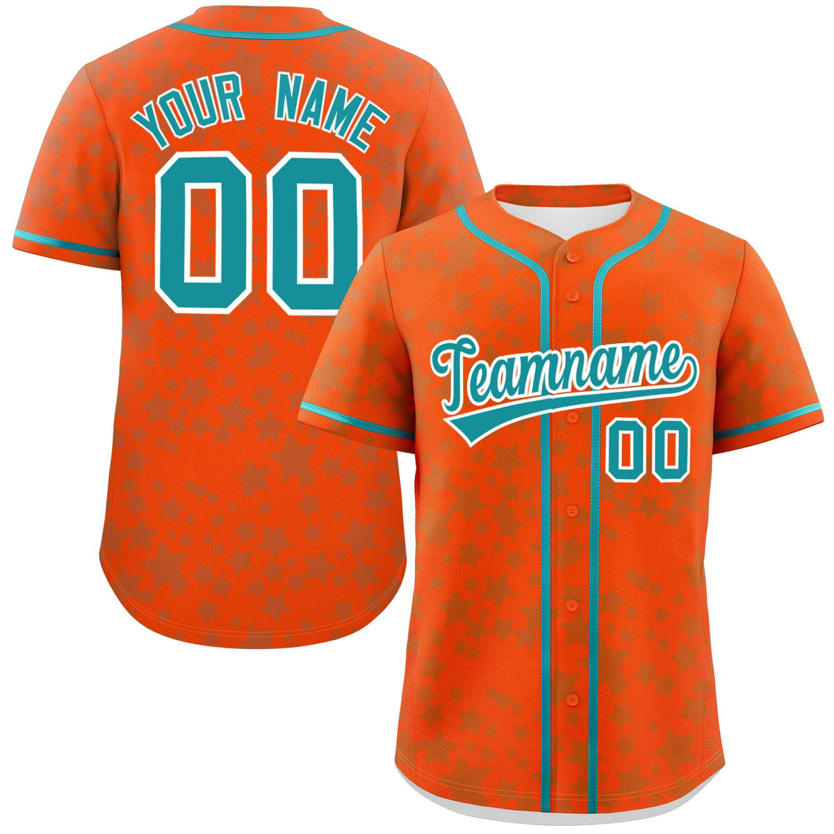 Custom Orange Aqua Personalized Star Graffiti Pattern Authentic Baseball Jersey | KXKSHOP