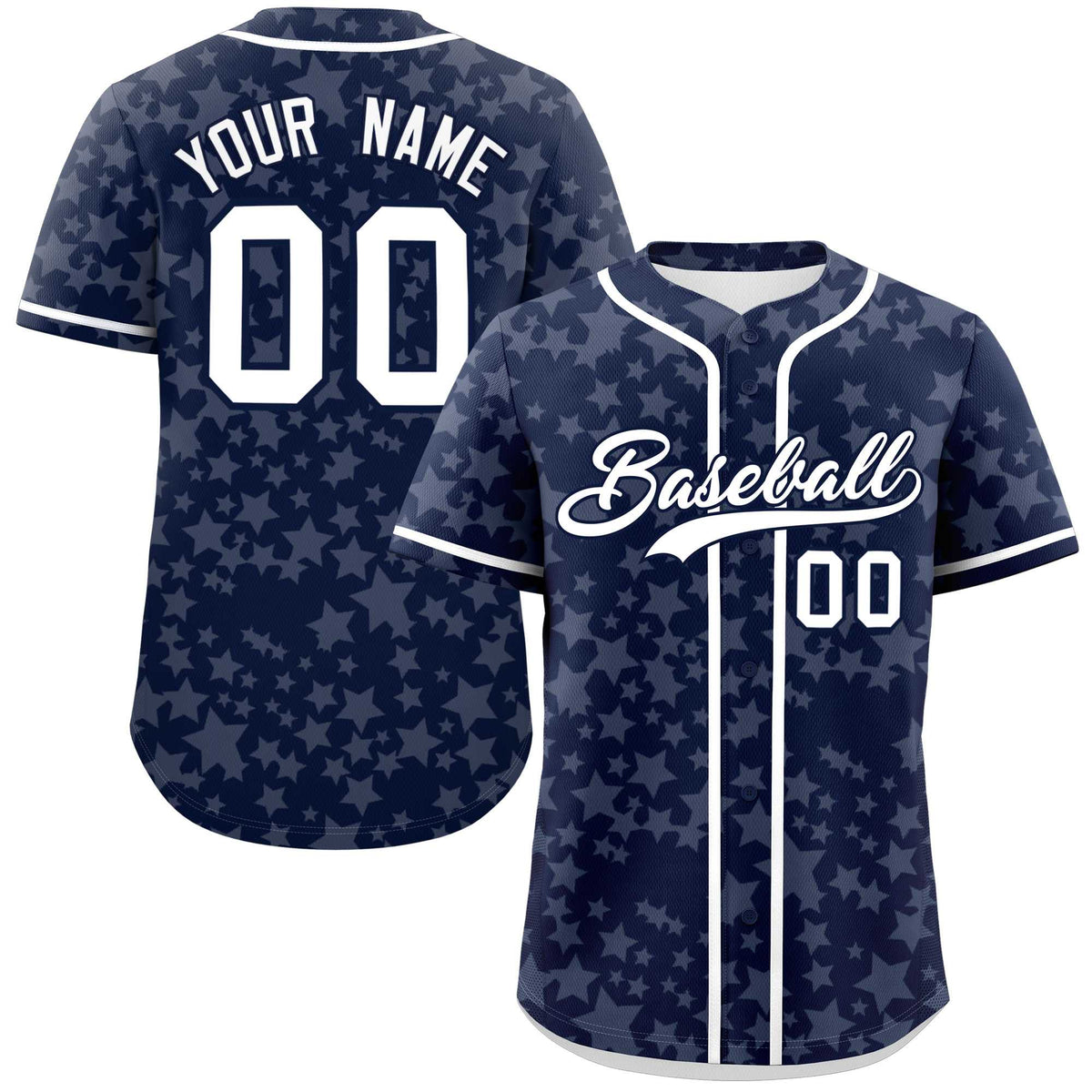 Custom Navy White Personalized Star Graffiti Pattern Authentic Baseball Jersey | KXKSHOP