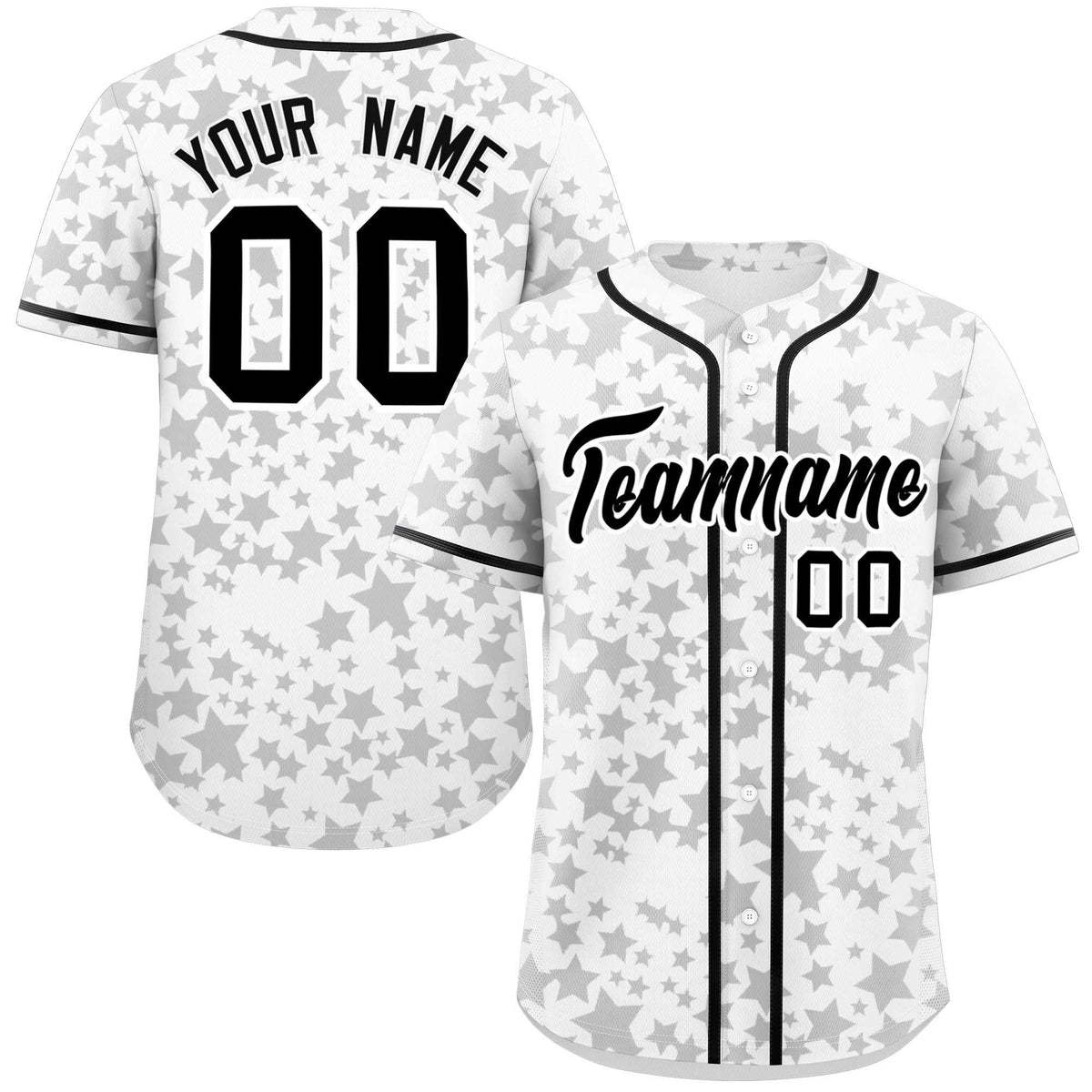 Custom White Black Personalized Star Graffiti Pattern Authentic Baseball Jersey | KXKSHOP