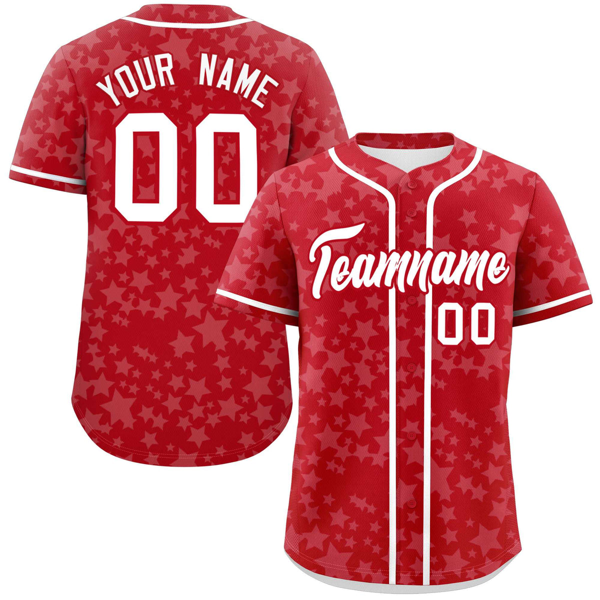 Custom Red White Personalized Star Graffiti Pattern Authentic Baseball Jersey | KXKSHOP