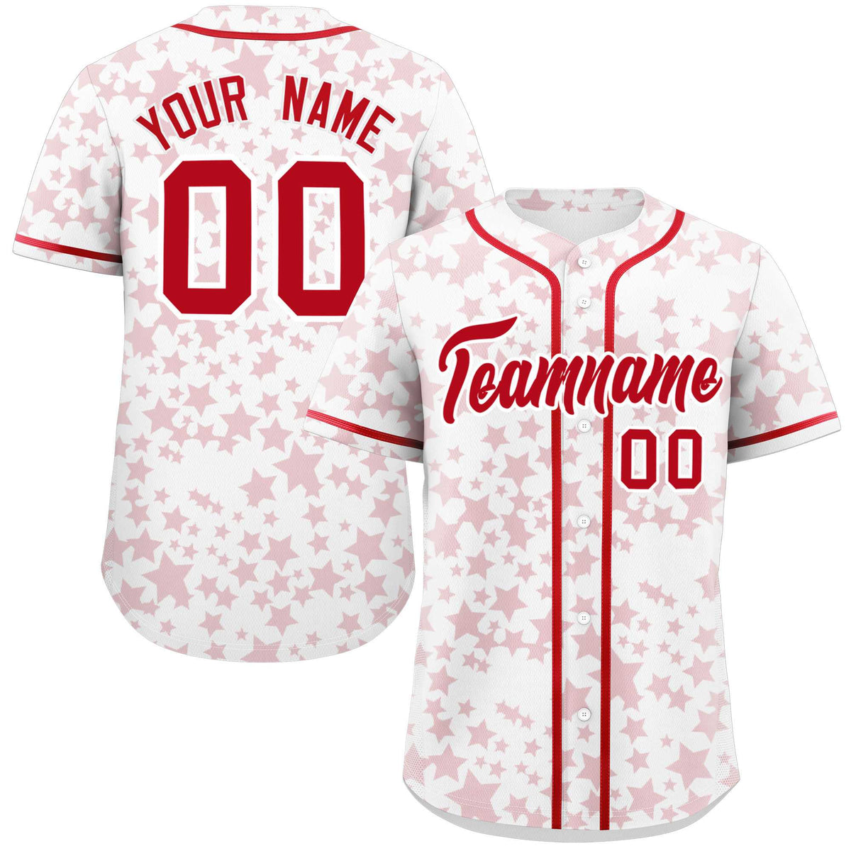Custom White Red Personalized Star Graffiti Pattern Authentic Baseball Jersey | KXKSHOP