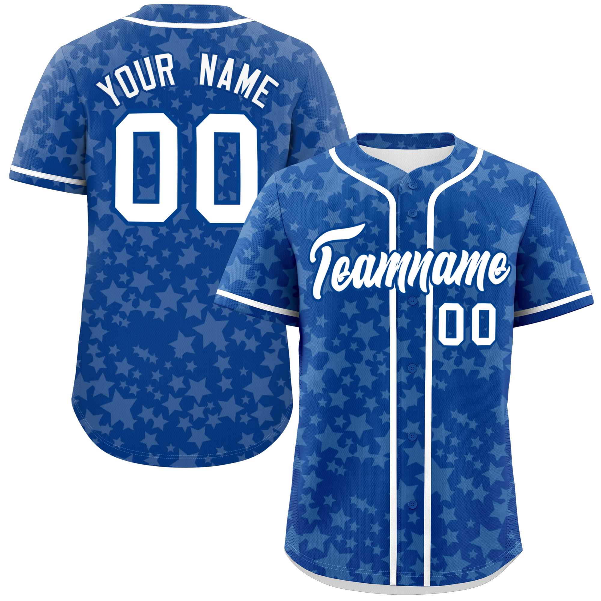 Custom Royal White Personalized Star Graffiti Pattern Authentic Baseball Jersey | KXKSHOP