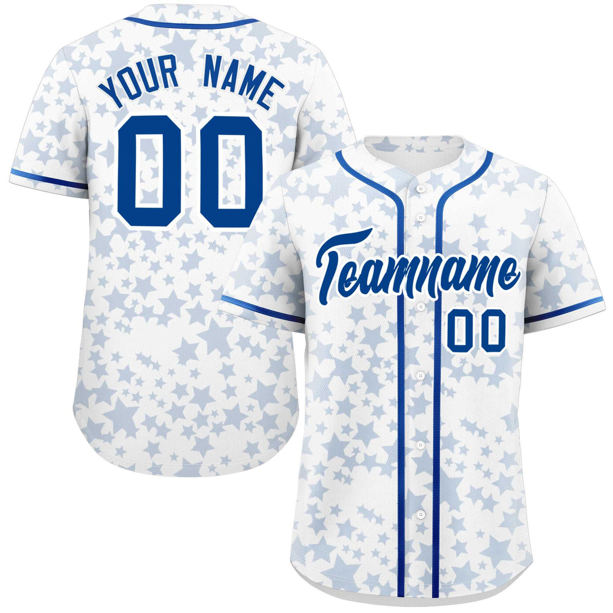 Custom White Royal Personalized Star Graffiti Pattern Authentic Baseball Jersey | KXKSHOP