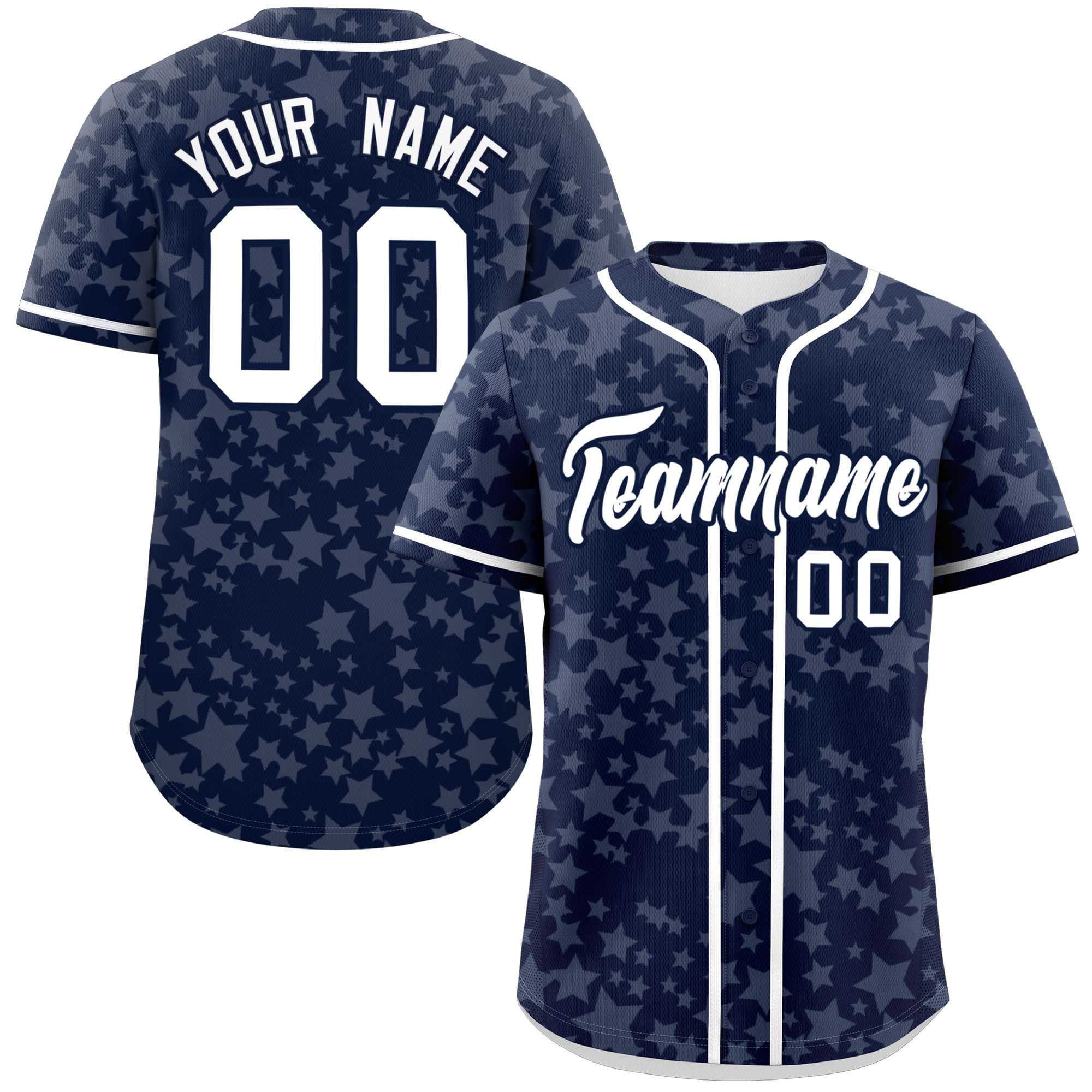 Custom Navy White Personalized Star Graffiti Pattern Authentic Baseball Jersey | KXKSHOP