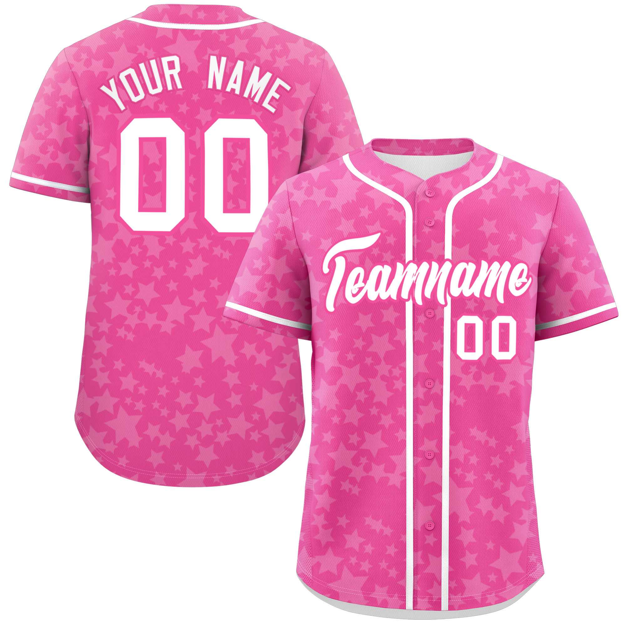 Custom Pink White Personalized Star Graffiti Pattern Authentic Baseball Jersey | KXKSHOP