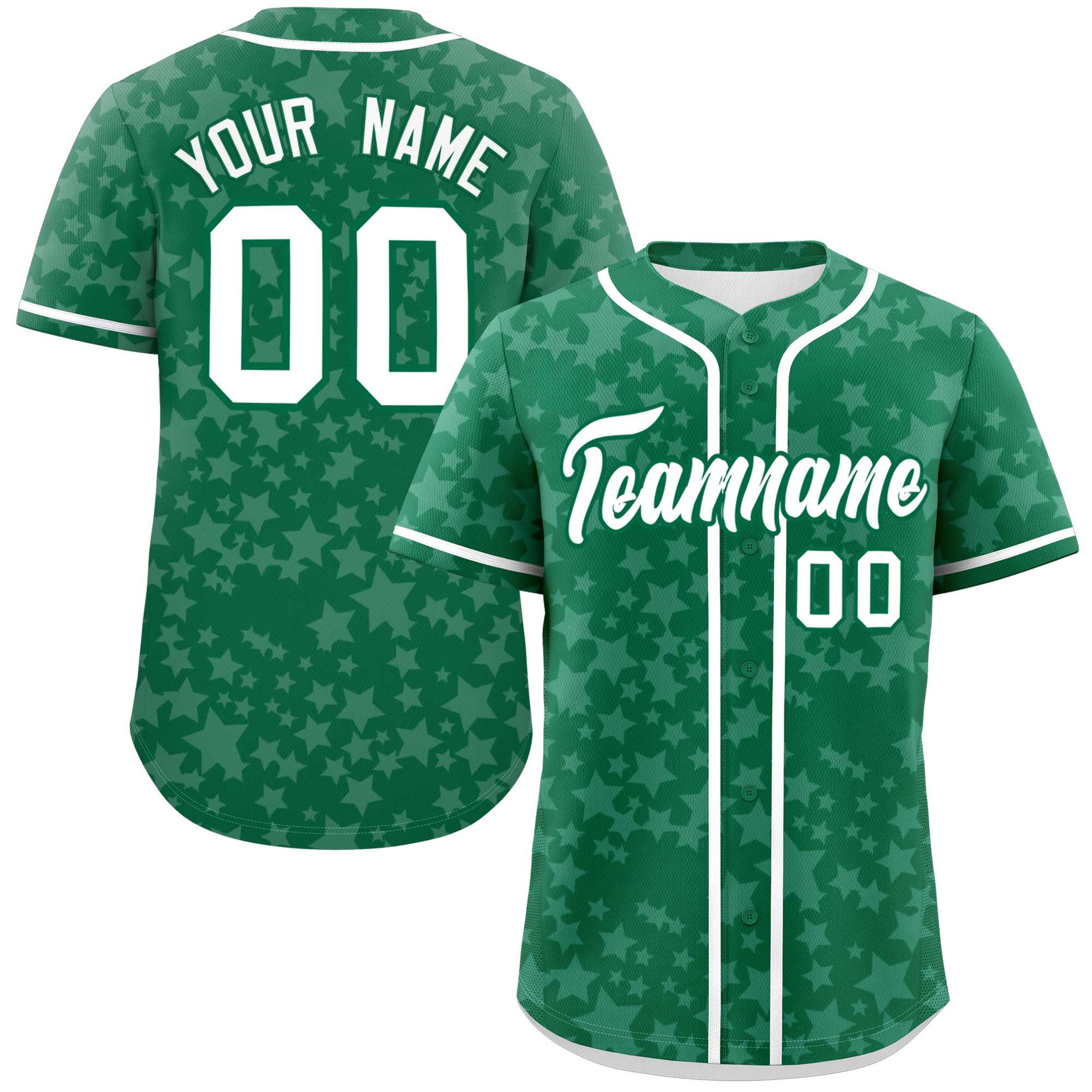 Custom Kelly Green White Personalized Star Graffiti Pattern Authentic Baseball Jersey | KXKSHOP