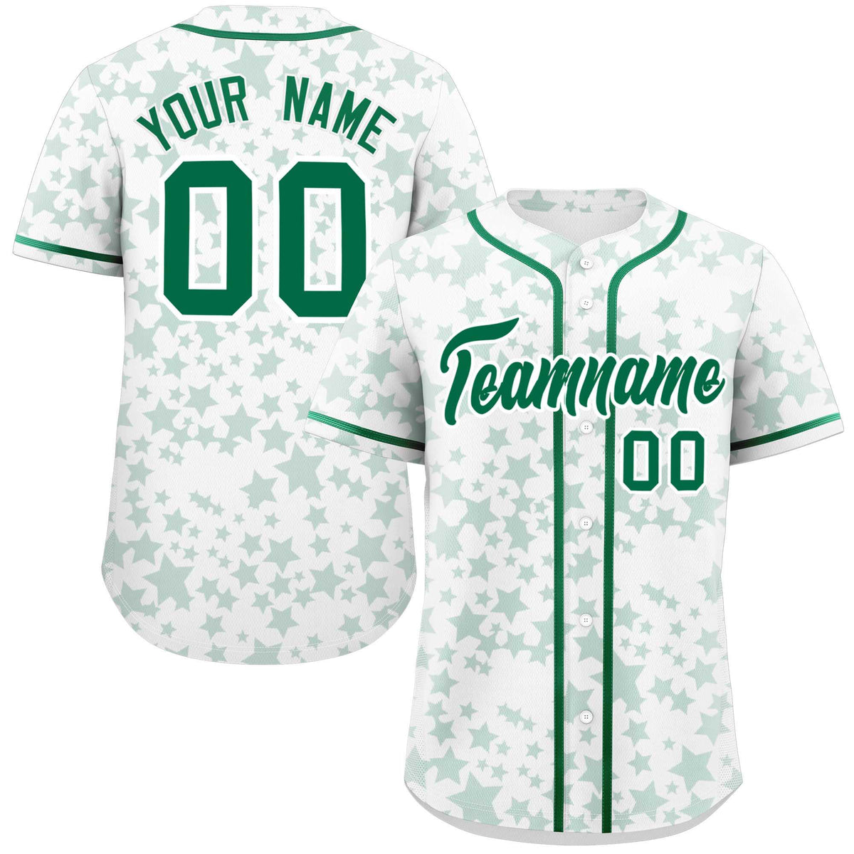 Custom White Kelly Green Personalized Star Graffiti Pattern Authentic Baseball Jersey | KXKSHOP