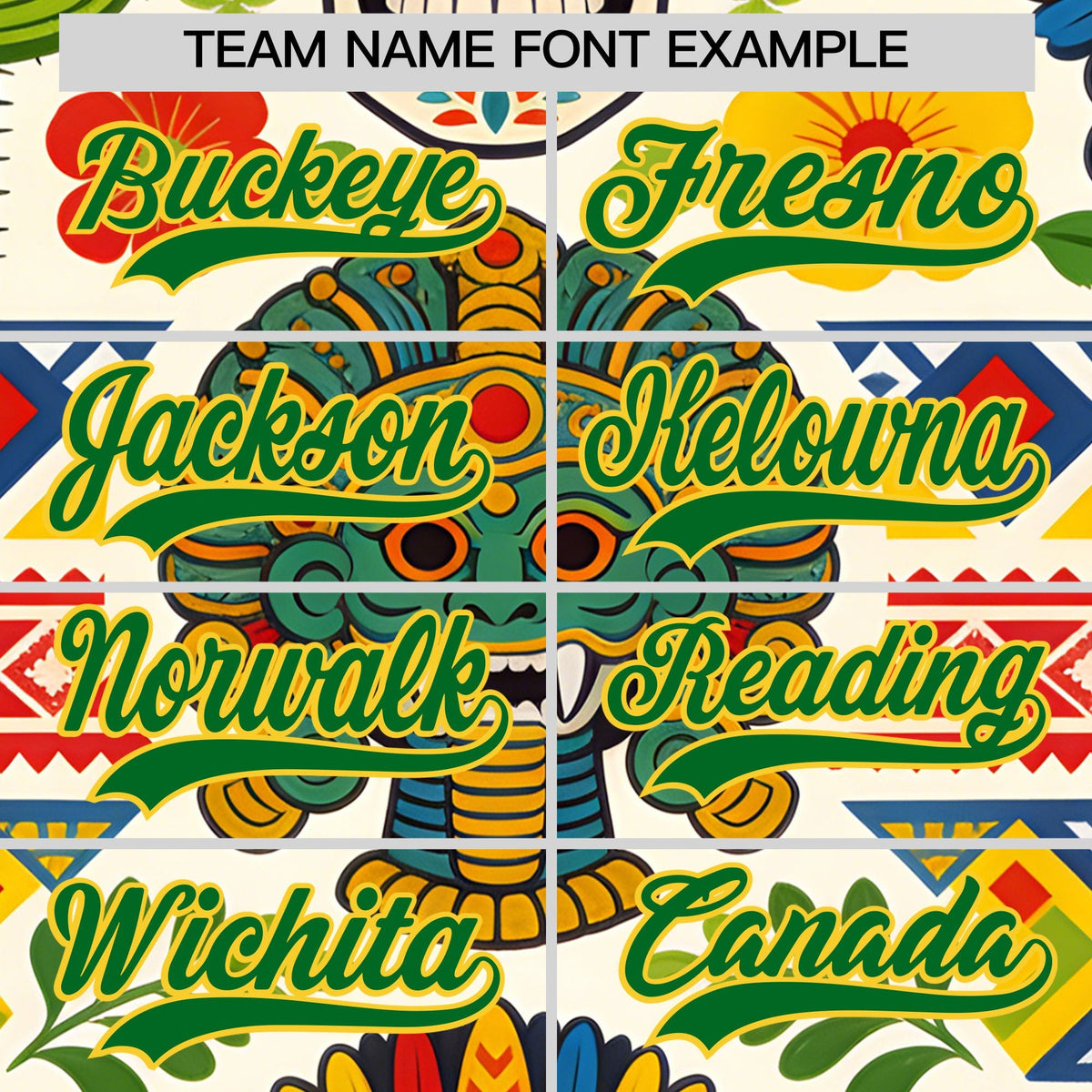 Custom White Kelly Green Gold Graffiti Pattern Mexican style Stretch Fabric Baseball Jersey| KXKSHOP