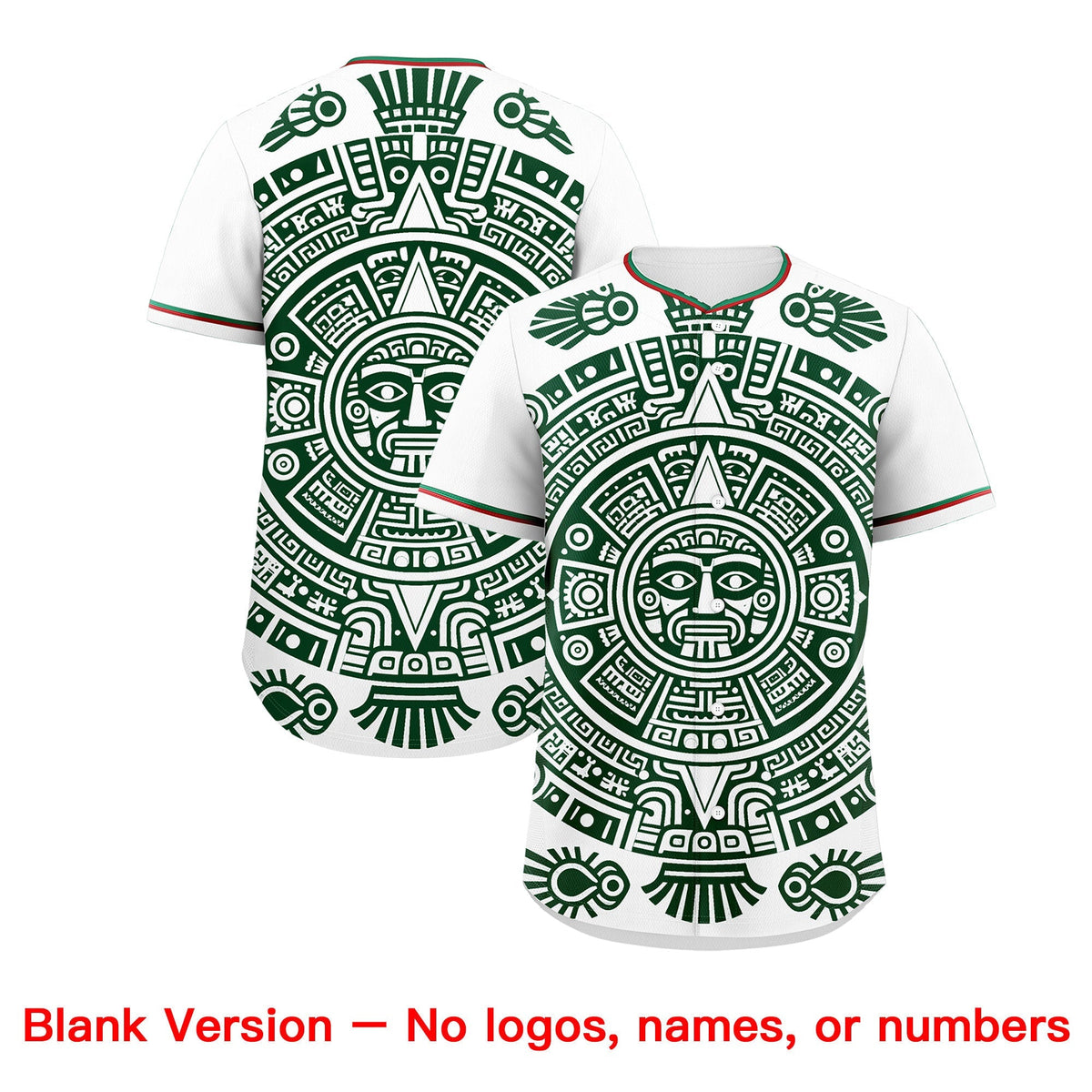 Custom White Dark Green Red Graffiti Pattern Mexican style Stretch Fabric Baseball Jersey| KXKSHOP
