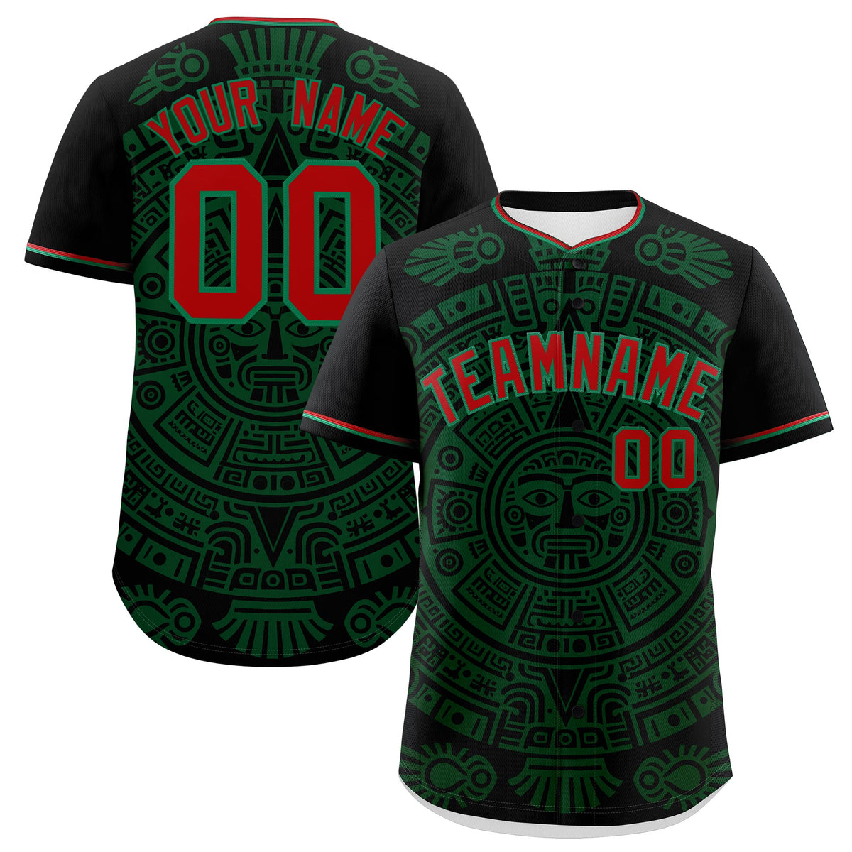 Custom Black Dark Green Kelly Green Graffiti Pattern Mexican style Stretch Fabric Baseball Jersey| KXKSHOP