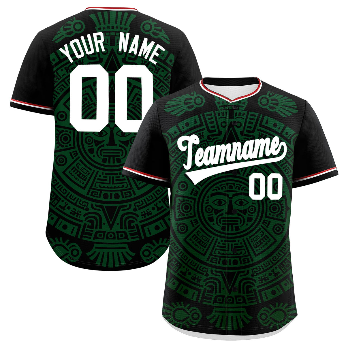 Custom Black Dark Green White Graffiti Pattern Mexican style Stretch Fabric Baseball Jersey| KXKSHOP