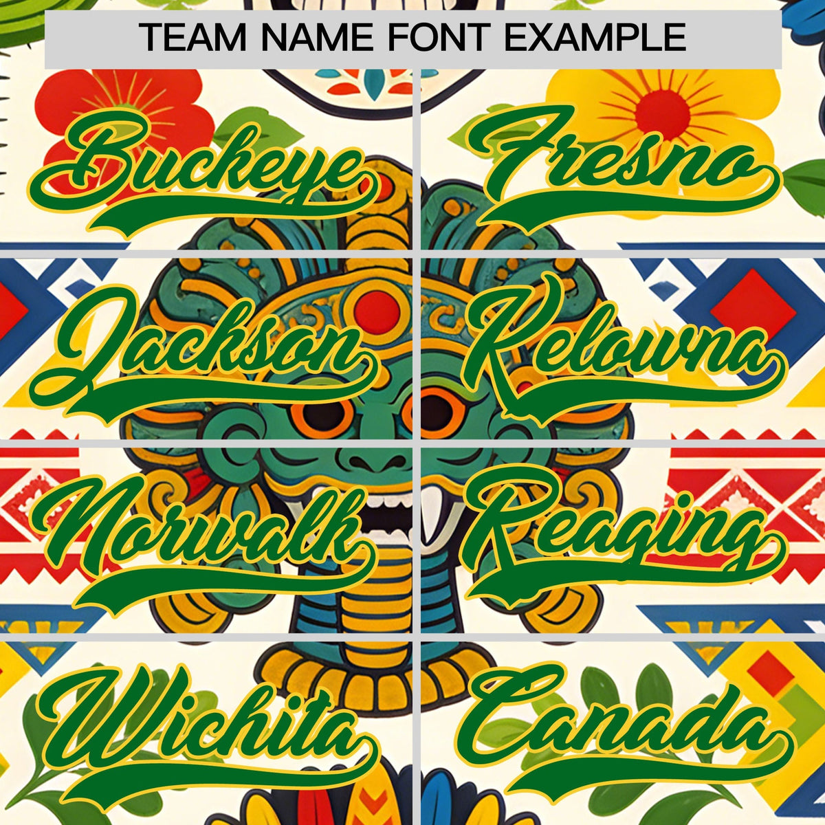 Custom White Kelly Green Gold Graffiti Pattern Mexican style Stretch Fabric Baseball Jersey| KXKSHOP