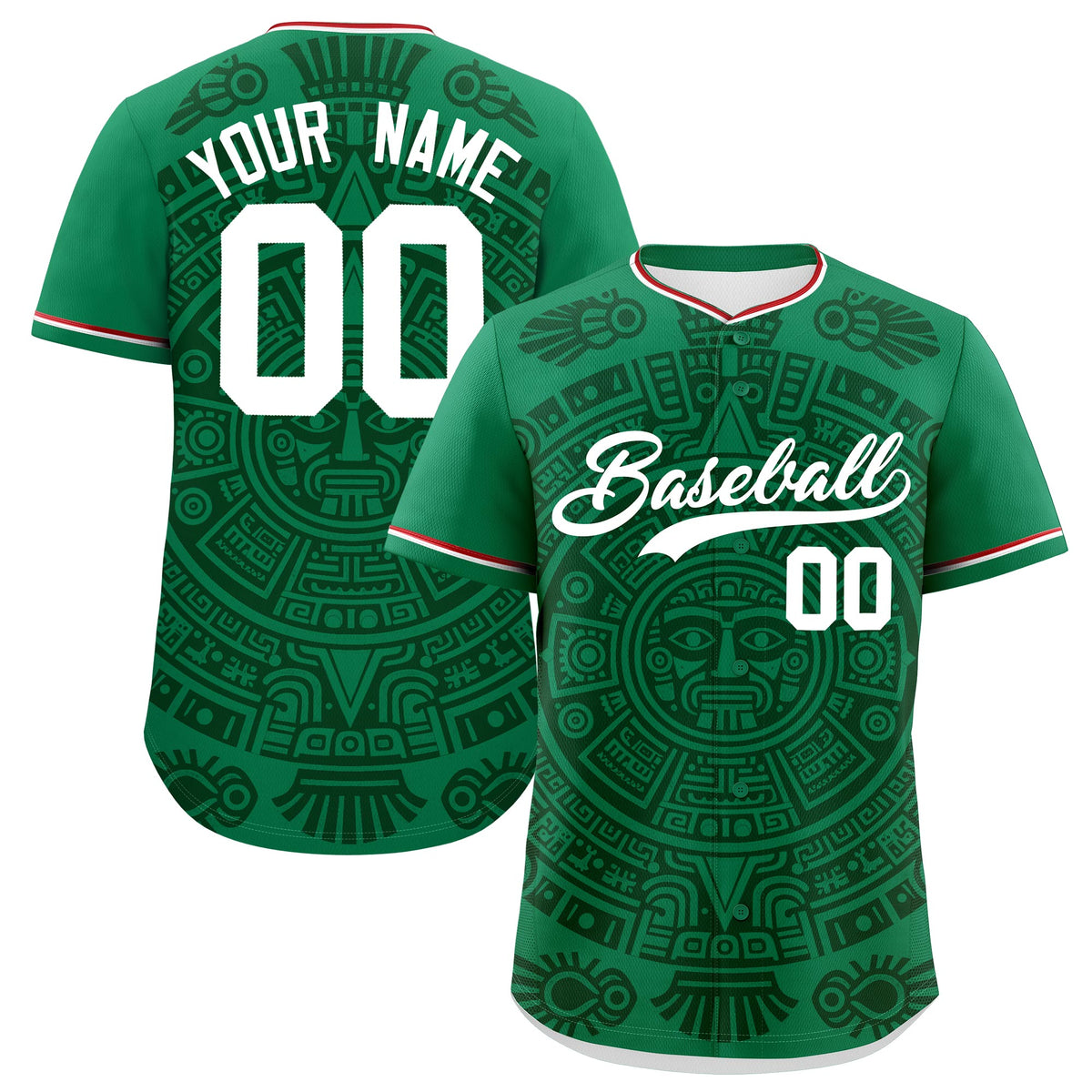 Custom Kelly Green Dark Green White Graffiti Pattern Mexican style Stretch Fabric Baseball Jersey| KXKSHOP