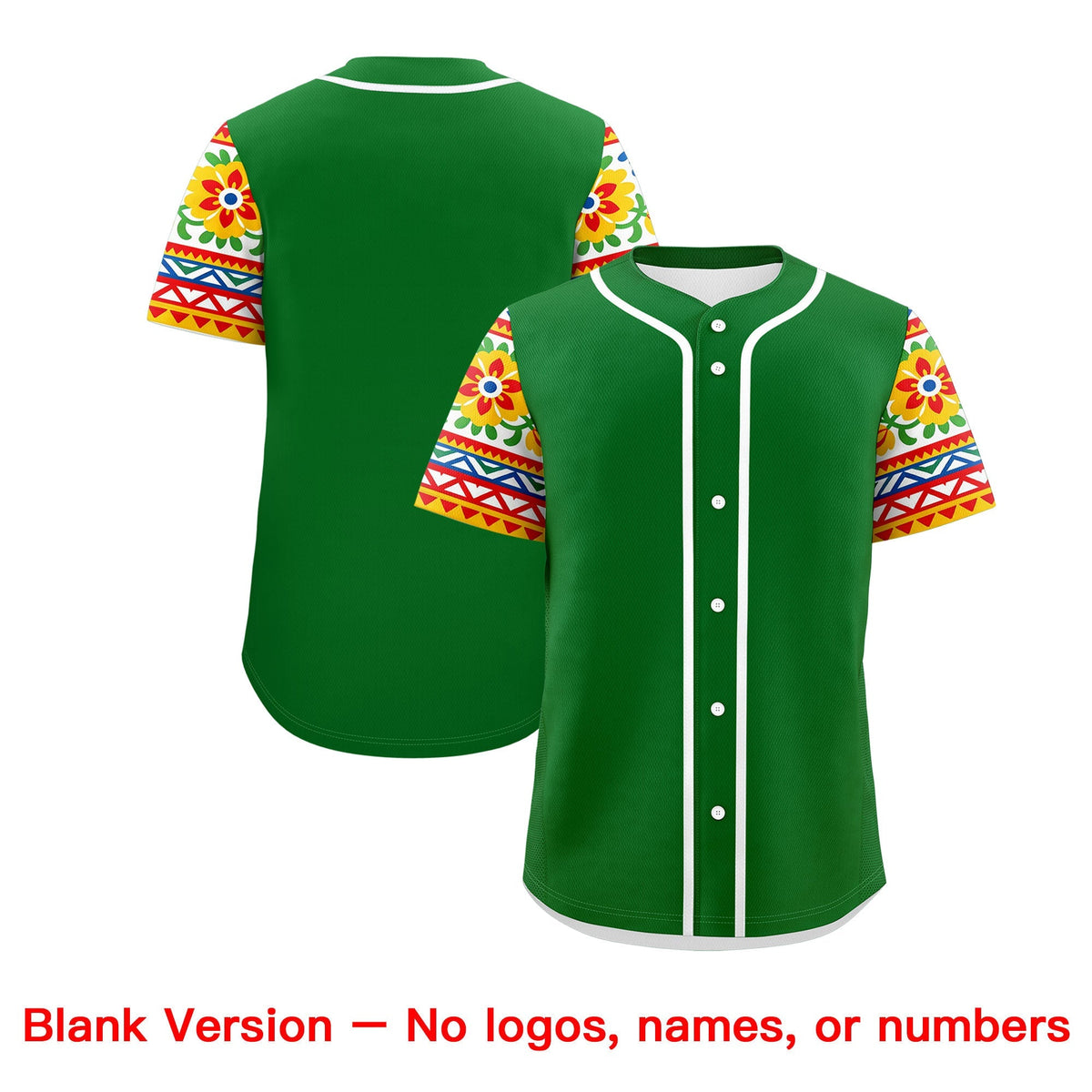 Custom Kelly Green Red Gold Graffiti Pattern Mexican style Stretch Fabric Baseball Jersey| KXKSHOP