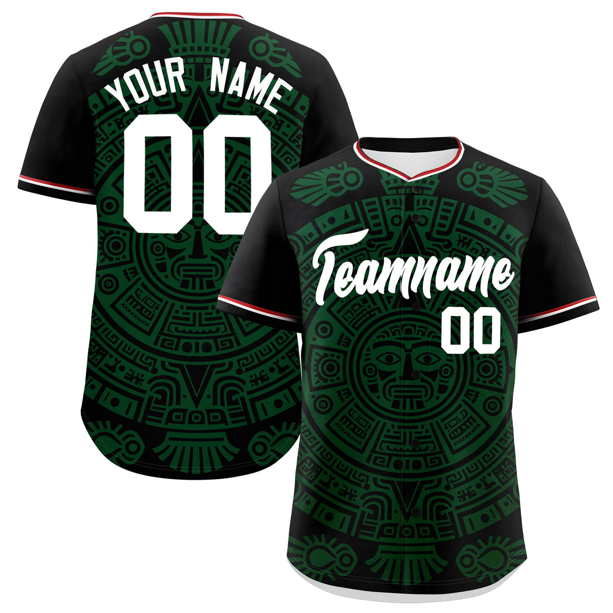 Custom Black Dark Green White Graffiti Pattern Mexican style Stretch Fabric Baseball Jersey| KXKSHOP