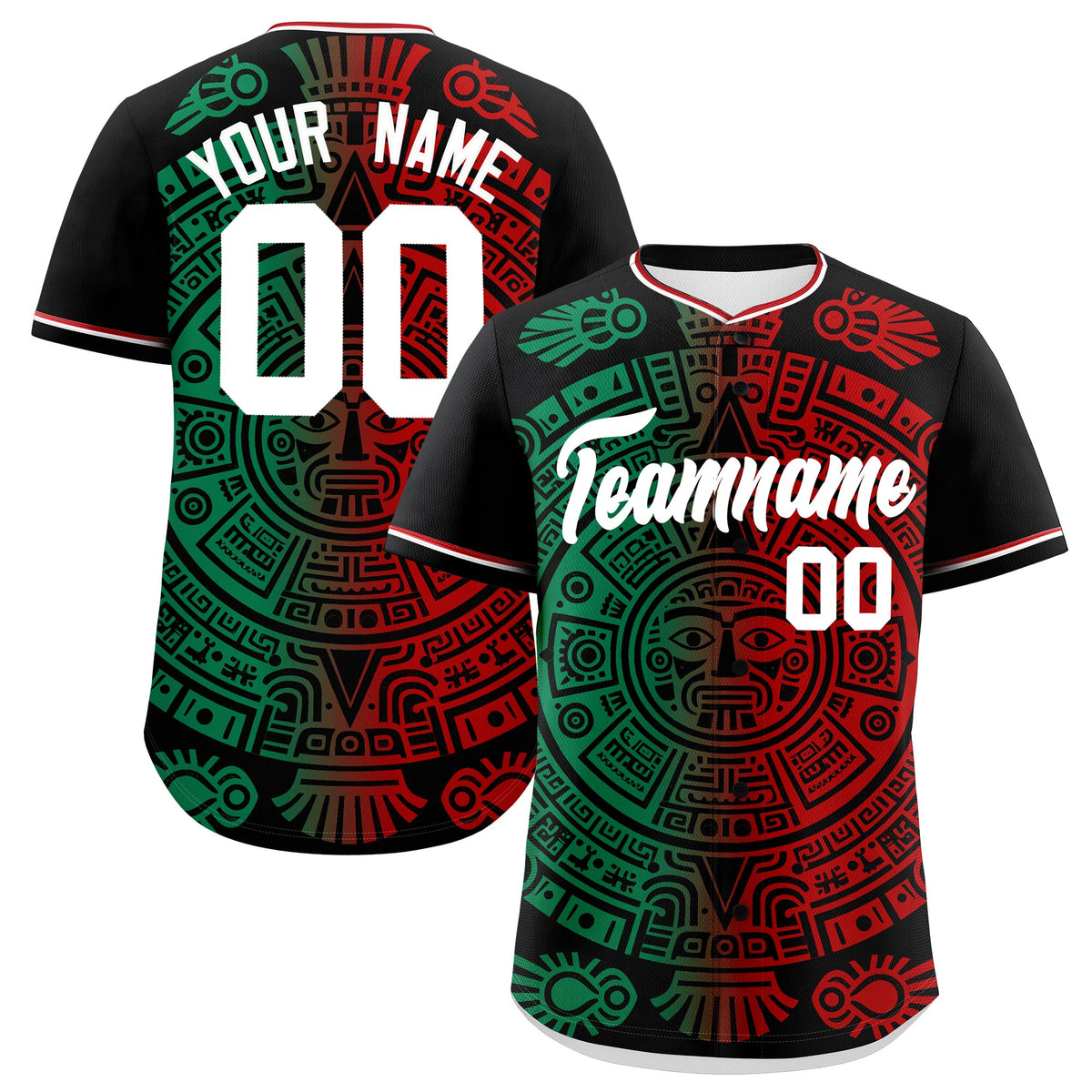 Custom Black Kelly Green Red Graffiti Pattern Mexican style Stretch Fabric Baseball Jersey| KXKSHOP