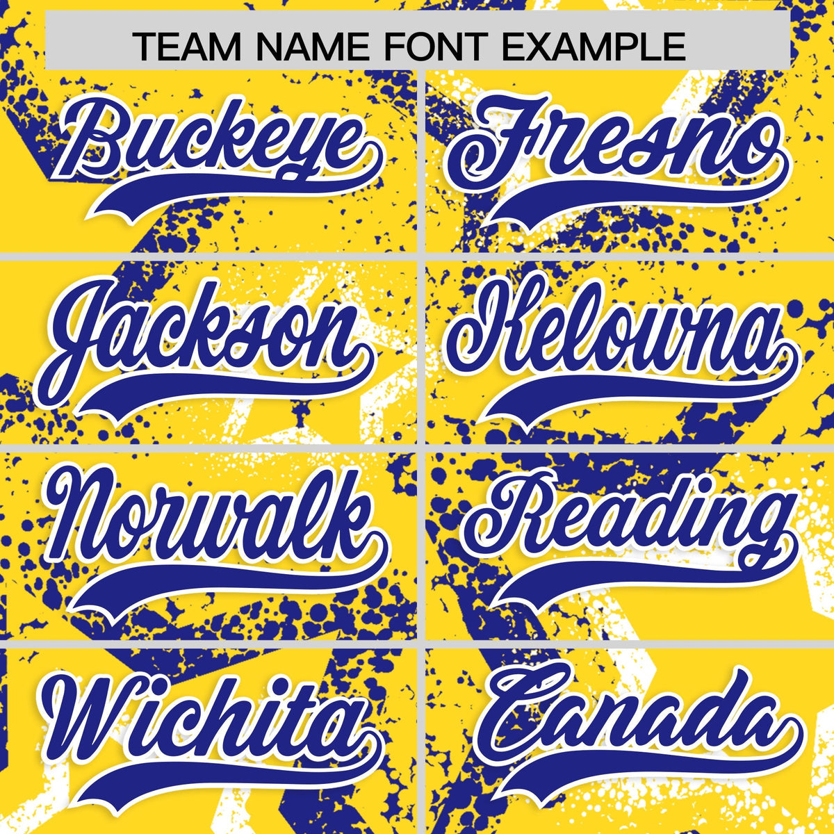 Custom Gold White Royal Blue Star-Shaped Ink Texture Graffiti Pattern Baseball Jersey | Sublimation Printed & Stitched,Add Name and Numbern,Perfect for Parties,Perfect for Training | KXKSHOP