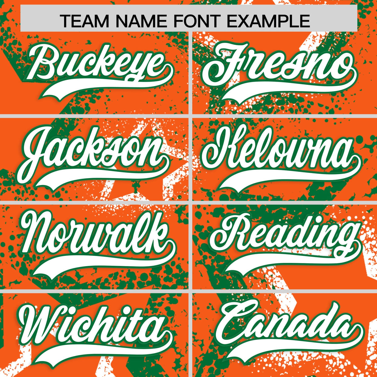 Custom Orange Kelly Green White Star-Shaped Ink Texture Graffiti Pattern Baseball Jersey | Sublimation Printed & Stitched,Add Name and Numbern,Perfect for Parties,Perfect for Training | KXKSHOP