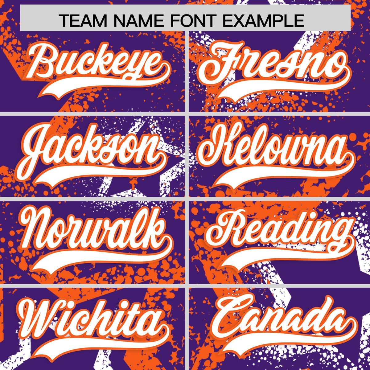 Custom Purple White Orange Star-Shaped Ink Texture Graffiti Pattern Baseball Jersey | Sublimation Printed & Stitched,Add Name and Numbern,Perfect for Parties,Perfect for Training | KXKSHOP