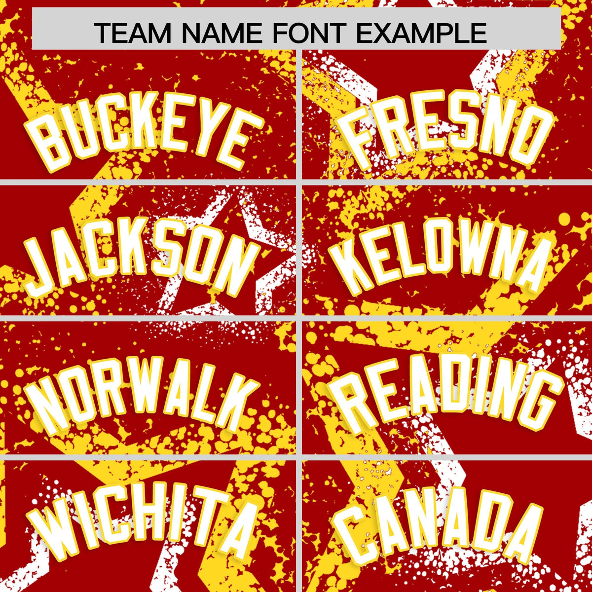 Custom Red White Gold Star-Shaped Ink Texture Graffiti Pattern Baseball Jersey | Sublimation Printed & Stitched,Add Name and Numbern,Perfect for Parties,Perfect for Training | KXKSHOP