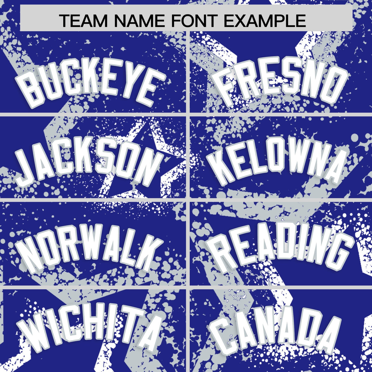 Custom Royal Blue White Silver Star-Shaped Ink Texture Graffiti Pattern Baseball Jersey | Sublimation Printed & Stitched,Add Name and Numbern,Perfect for Parties,Perfect for Training | KXKSHOP