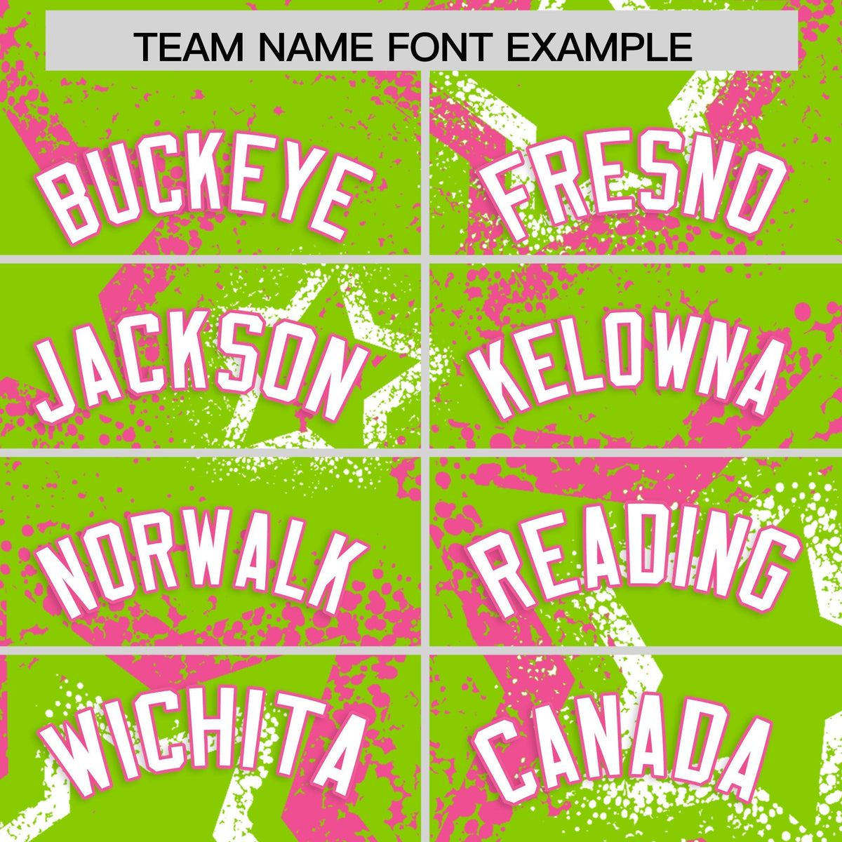Custom Neon Green Pink White Star-Shaped Ink Texture Graffiti Pattern Baseball Jersey | Sublimation Printed &amp; Stitched,Add Name and Numbern,Perfect for Parties,Perfect for Training | KXKSHOP