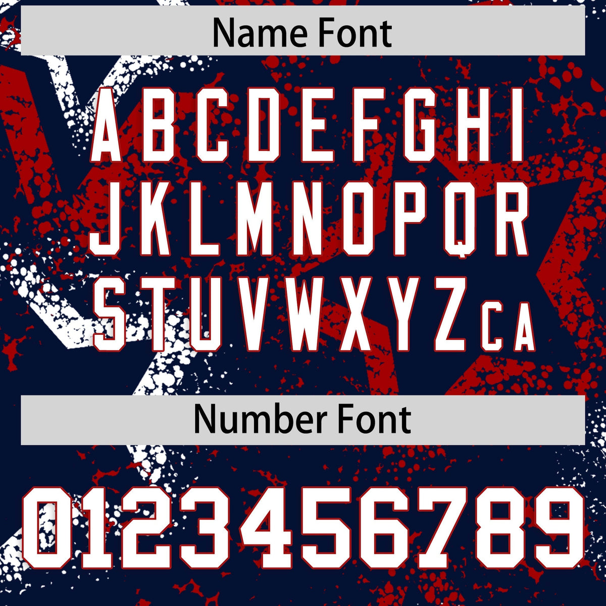 Custom Navy White Red Star-Shaped Ink Texture Graffiti Pattern Baseball Jersey | Sublimation Printed & Stitched,Add Name and Numbern,Perfect for Parties,Perfect for Training | KXKSHOP