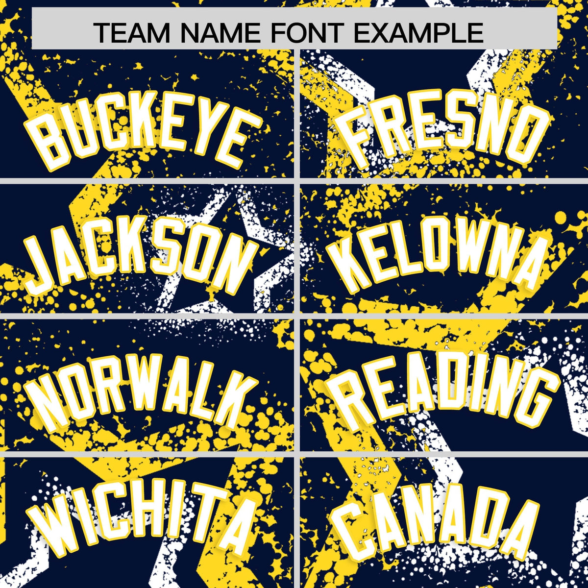 Custom Navy White Gold Star-Shaped Ink Texture Graffiti Pattern Baseball Jersey | Sublimation Printed & Stitched,Add Name and Numbern,Perfect for Parties,Perfect for Training | KXKSHOP