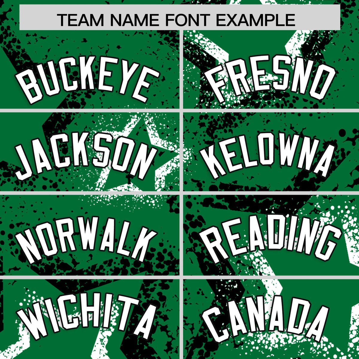Custom Kelly Green White Star-Shaped Ink Texture Graffiti Pattern Baseball Jersey | Sublimation Printed & Stitched,Add Name and Numbern,Perfect for Parties,Perfect for Training | KXKSHOP