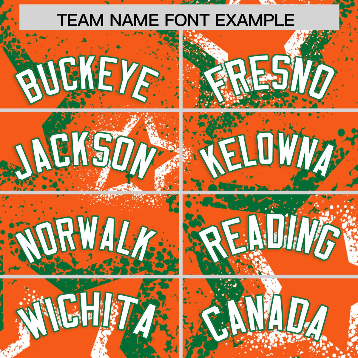 Custom Orange White Kelly Green Star-Shaped Ink Texture Graffiti Pattern Baseball Jersey | Sublimation Printed & Stitched,Add Name and Numbern,Perfect for Parties,Perfect for Training | KXKSHOP