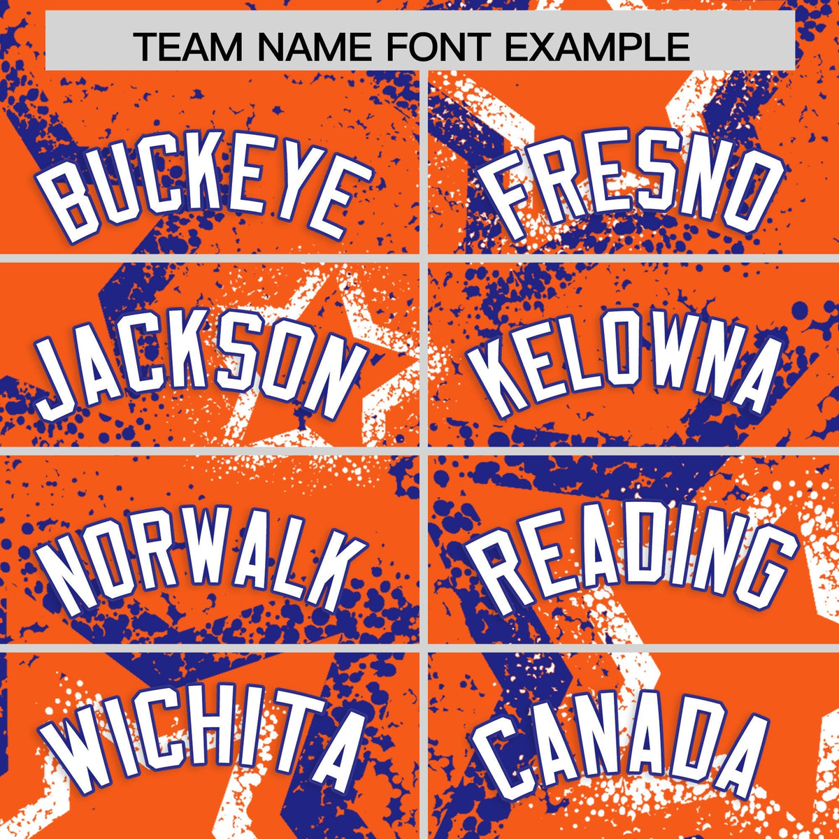 Custom Orange White Royal Blue Star-Shaped Ink Texture Graffiti Pattern Baseball Jersey | Sublimation Printed & Stitched,Add Name and Numbern,Perfect for Parties,Perfect for Training | KXKSHOP