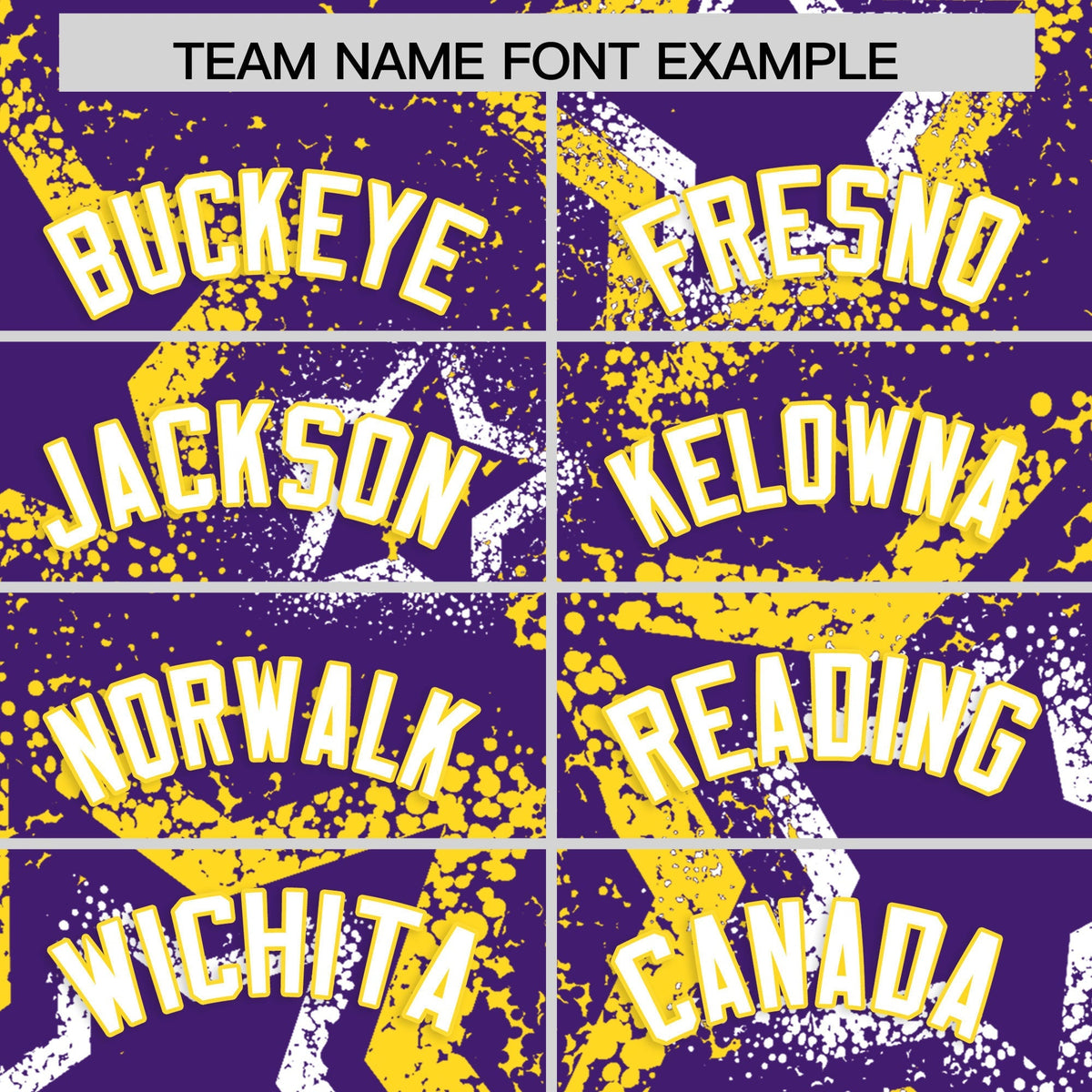 Custom Purple White Gold Star-Shaped Ink Texture Graffiti Pattern Baseball Jersey | Sublimation Printed & Stitched,Add Name and Numbern,Perfect for Parties,Perfect for Training | KXKSHOP