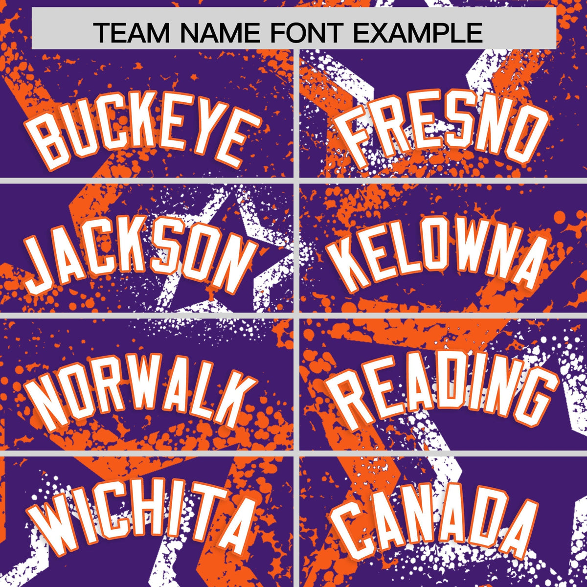 Custom Purple White Orange Star-Shaped Ink Texture Graffiti Pattern Baseball Jersey | Sublimation Printed & Stitched,Add Name and Numbern,Perfect for Parties,Perfect for Training | KXKSHOP