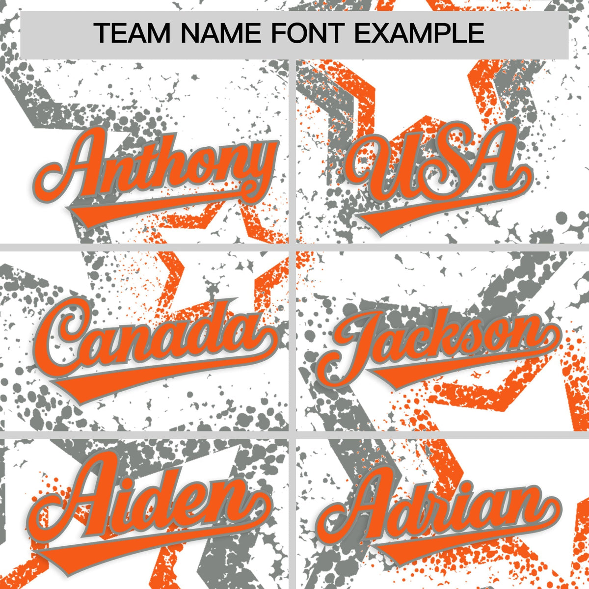 Custom White Orange Star-Shaped Ink Texture Graffiti Pattern Baseball Jersey | Sublimation Printed & Stitched,Add Name and Numbern,Perfect for Parties,Perfect for Training | KXKSHOP
