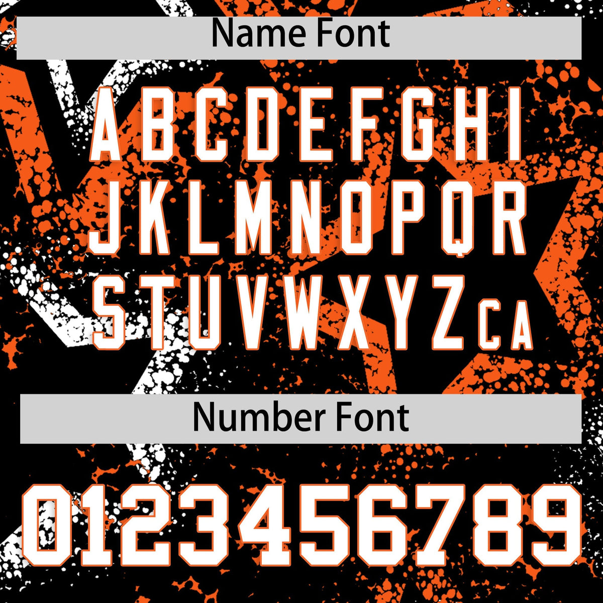 Custom Black White Orange Star-Shaped Ink Texture Graffiti Pattern Baseball Jersey | Sublimation Printed & Stitched,Add Name and Numbern,Perfect for Parties,Perfect for Training | KXKSHOP