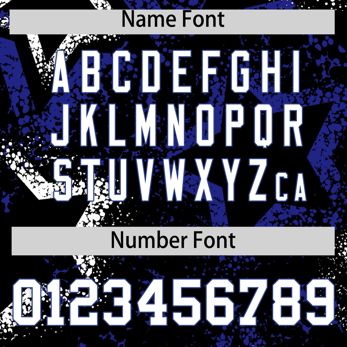 Custom Black White Royal Blue Star-Shaped Ink Texture Graffiti Pattern Baseball Jersey | Sublimation Printed & Stitched,Add Name and Numbern,Perfect for Parties,Perfect for Training | KXKSHOP