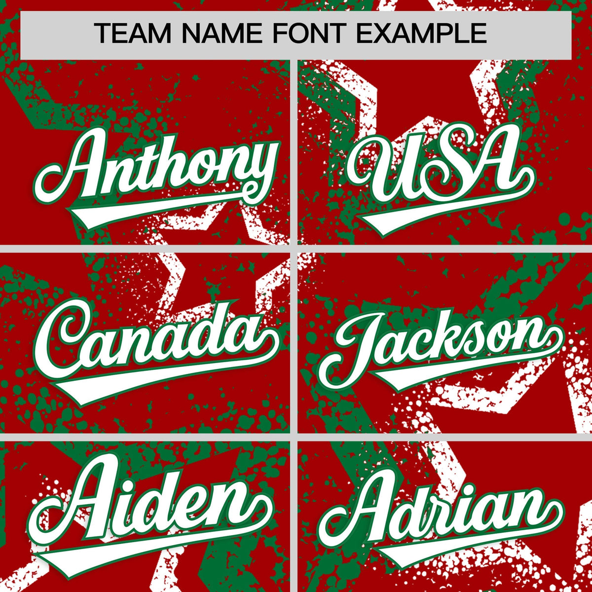 Custom Red White Kelly Green Star-Shaped Ink Texture Graffiti Pattern Baseball Jersey | Sublimation Printed & Stitched,Add Name and Numbern,Perfect for Parties,Perfect for Training | KXKSHOP