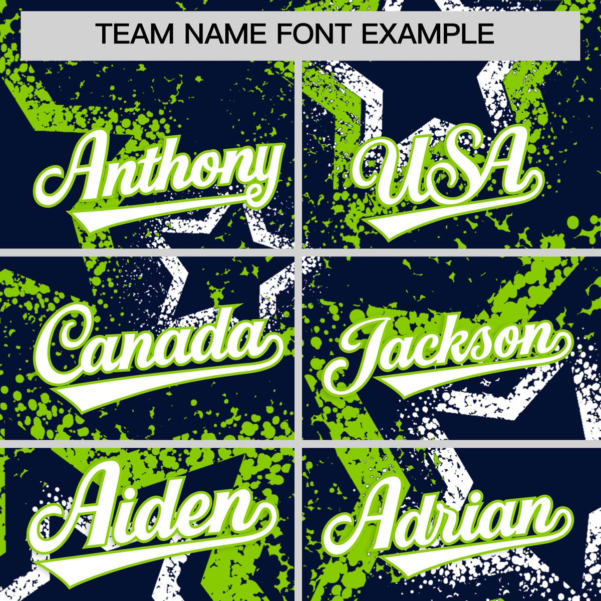 Custom Navy White Neon Green Star-Shaped Ink Texture Graffiti Pattern Baseball Jersey | Sublimation Printed &amp; Stitched,Add Name and Numbern,Perfect for Parties,Perfect for Training | KXKSHOP