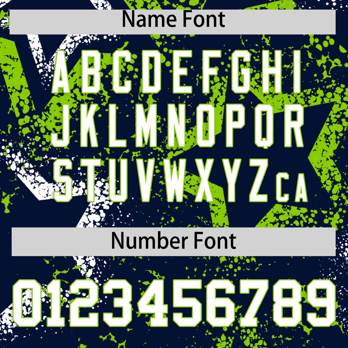 Custom Navy White Neon Green Star-Shaped Ink Texture Graffiti Pattern Baseball Jersey | Sublimation Printed &amp; Stitched,Add Name and Numbern,Perfect for Parties,Perfect for Training | KXKSHOP