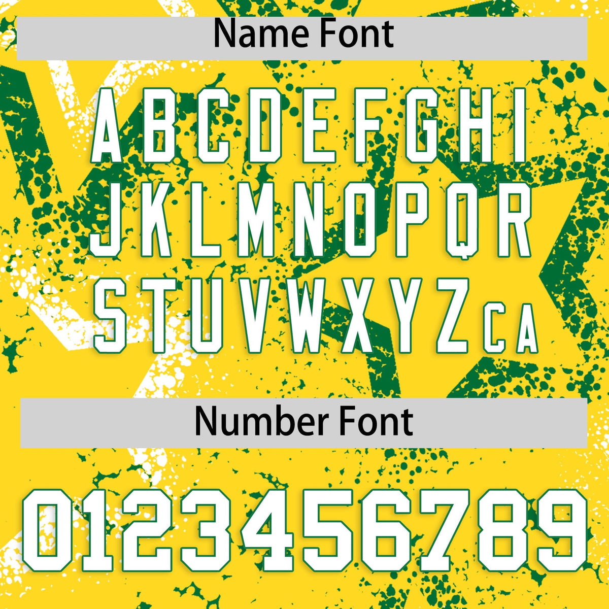 Custom Gold White Kelly Green Star-Shaped Ink Texture Graffiti Pattern Baseball Jersey | Sublimation Printed & Stitched,Add Name and Numbern,Perfect for Parties,Perfect for Training | KXKSHOP