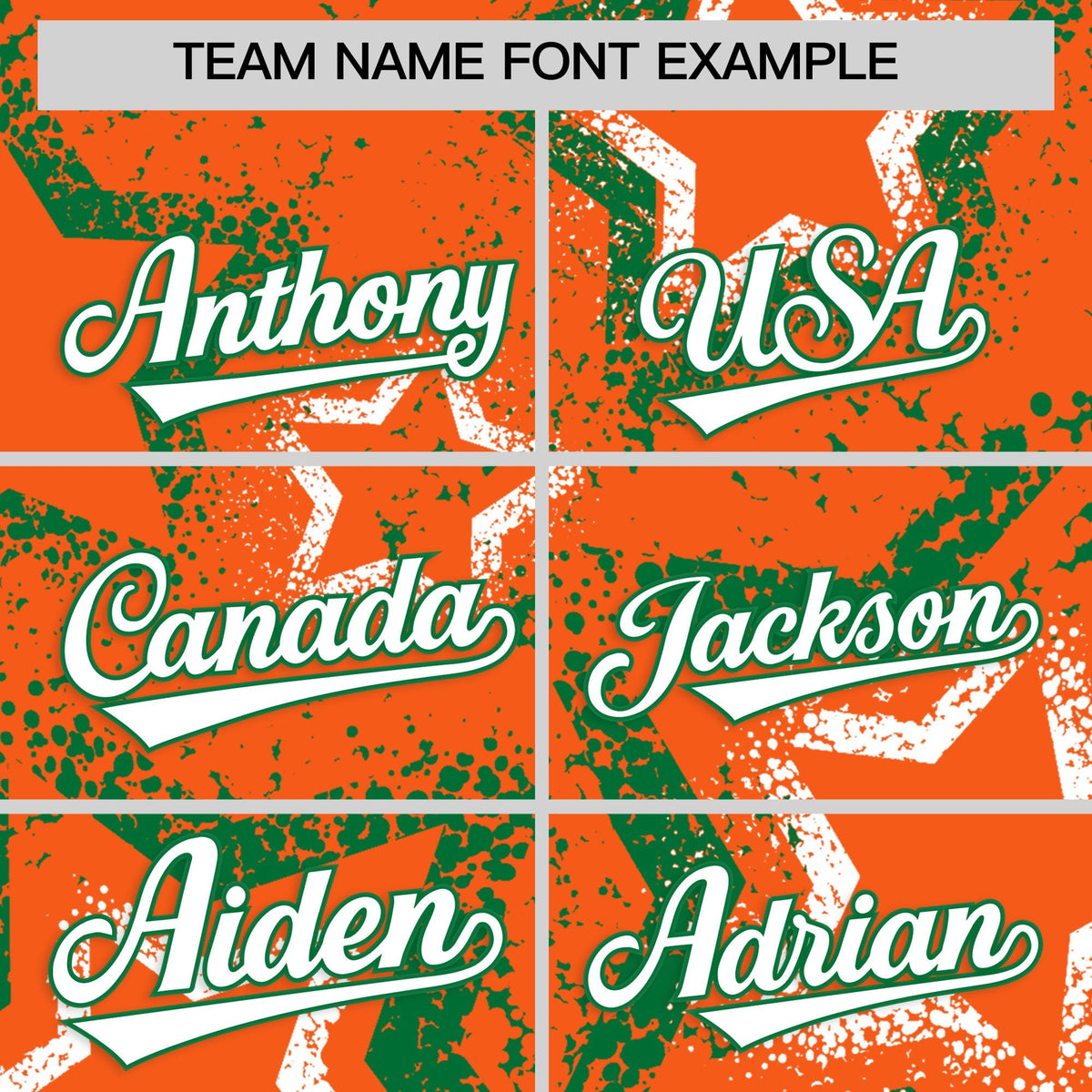 Custom Orange White Kelly Green Star-Shaped Ink Texture Graffiti Pattern Baseball Jersey | Sublimation Printed & Stitched,Add Name and Numbern,Perfect for Parties,Perfect for Training | KXKSHOP