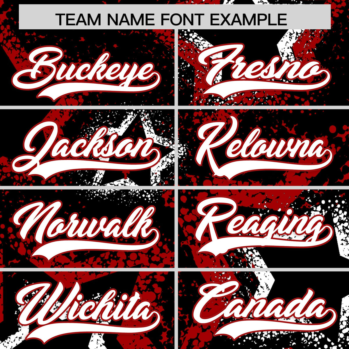 Custom Black White Red Star-Shaped Ink Texture Graffiti Pattern Baseball Jersey | Sublimation Printed & Stitched,Add Name and Numbern,Perfect for Parties,Perfect for Training | KXKSHOP