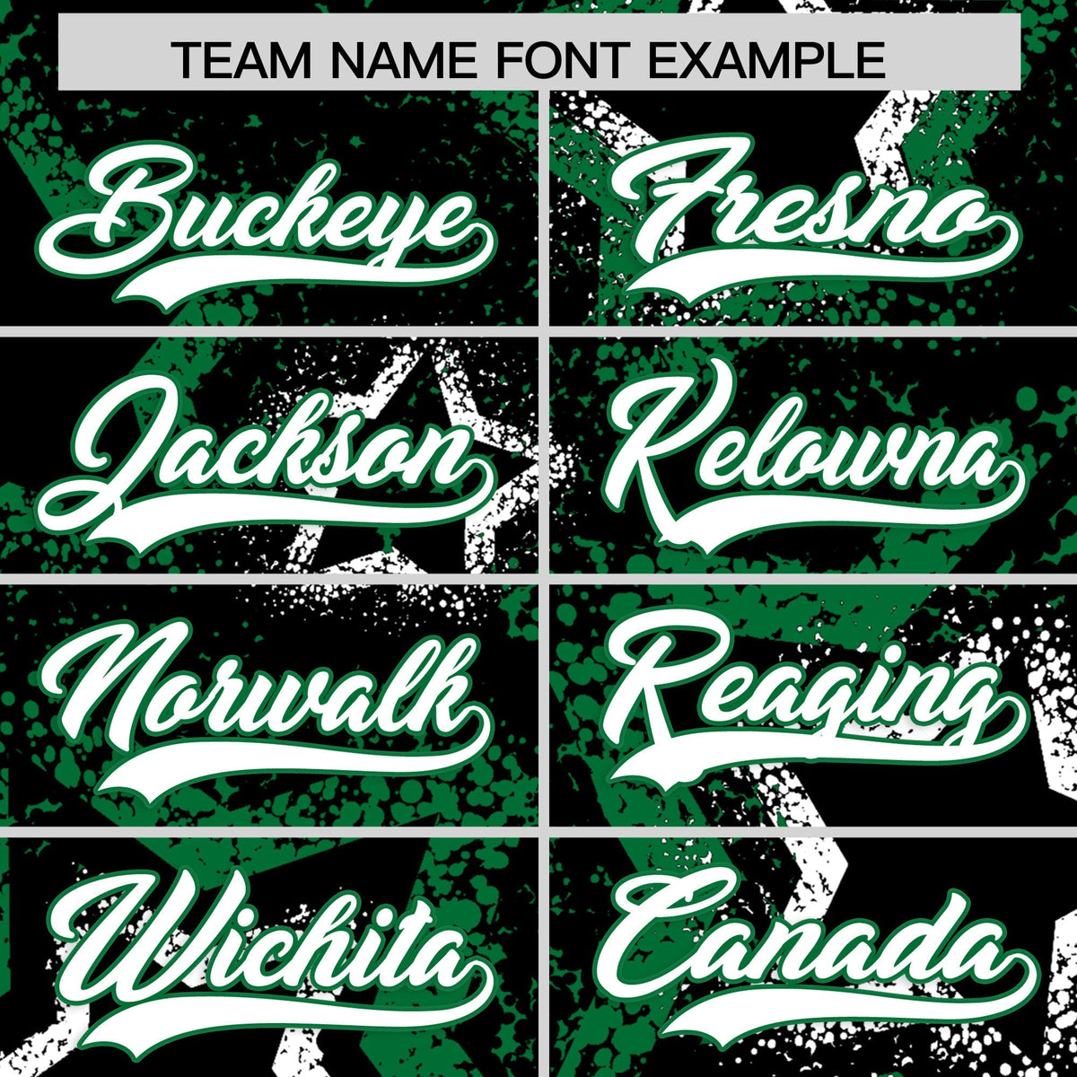 Custom Black White Kelly Green Star-Shaped Ink Texture Graffiti Pattern Baseball Jersey | Sublimation Printed &amp; Stitched,Add Name and Numbern,Perfect for Parties,Perfect for Training | KXKSHOP