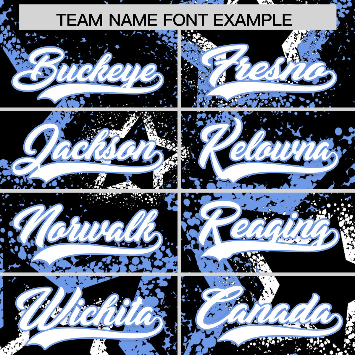 Custom Black White Light Blue Star-Shaped Ink Texture Graffiti Pattern Baseball Jersey | Sublimation Printed &amp; Stitched,Add Name and Numbern,Perfect for Parties,Perfect for Training | KXKSHOP