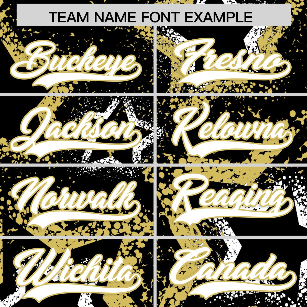 Custom Black White Old Gold Star-Shaped Ink Texture Graffiti Pattern Baseball Jersey | Sublimation Printed & Stitched,Add Name and Numbern,Perfect for Parties,Perfect for Training | KXKSHOP