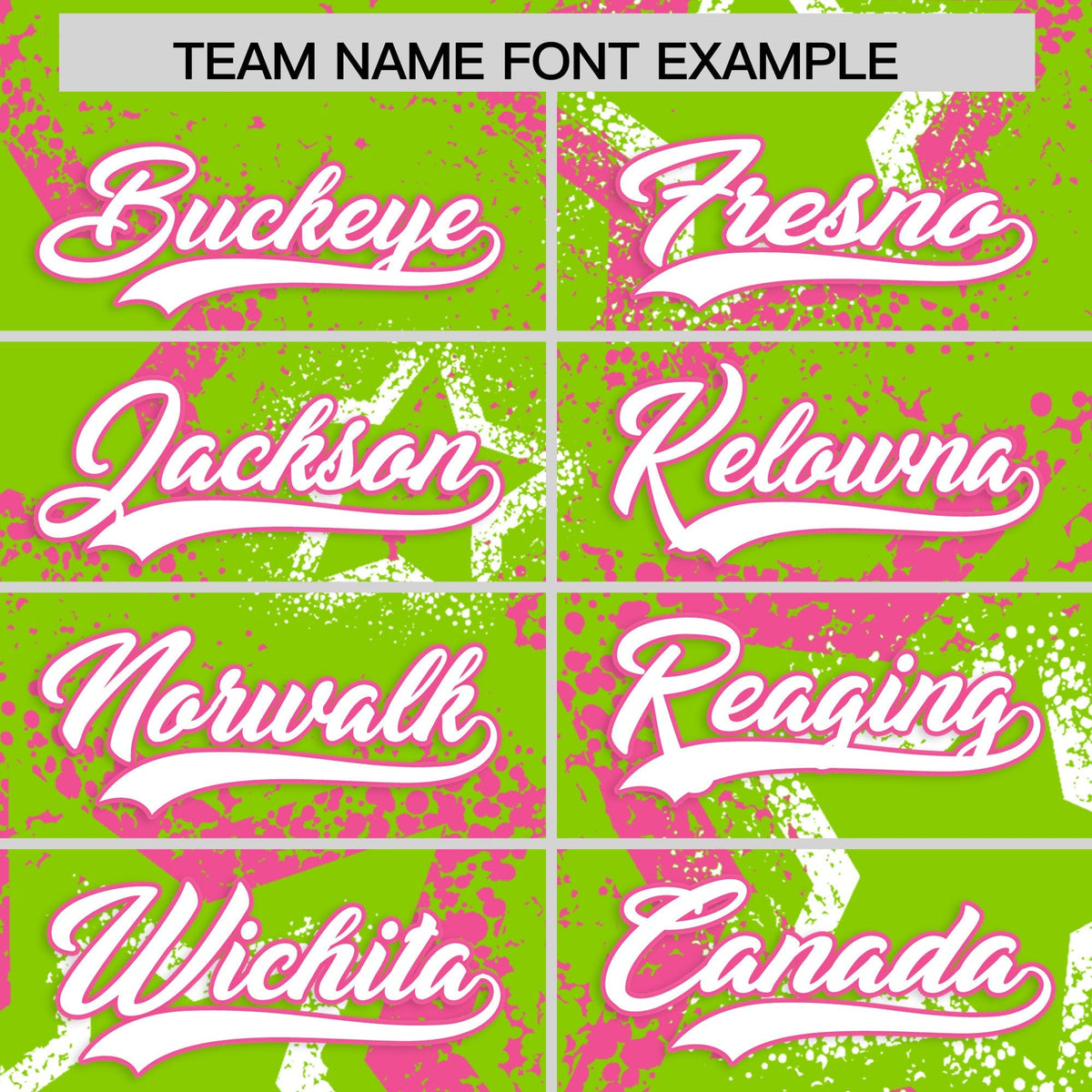 Custom Neon Green Pink White Star-Shaped Ink Texture Graffiti Pattern Baseball Jersey | Sublimation Printed &amp; Stitched,Add Name and Numbern,Perfect for Parties,Perfect for Training | KXKSHOP