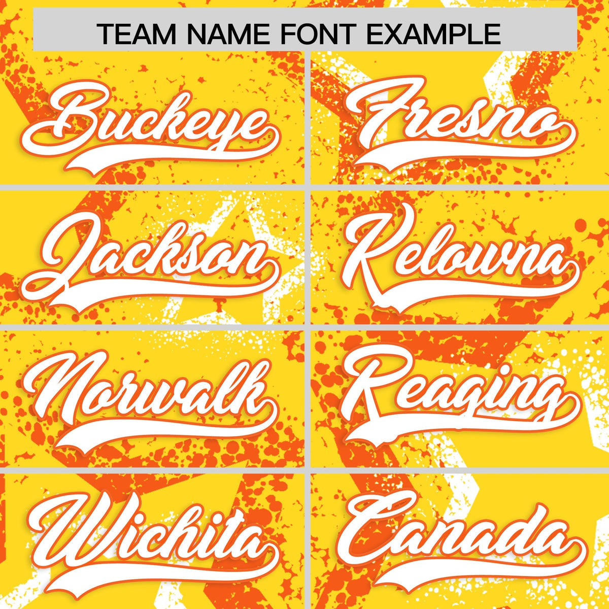Custom Gold Orange White Star-Shaped Ink Texture Graffiti Pattern Baseball Jersey | Sublimation Printed & Stitched,Add Name and Numbern,Perfect for Parties,Perfect for Training | KXKSHOP