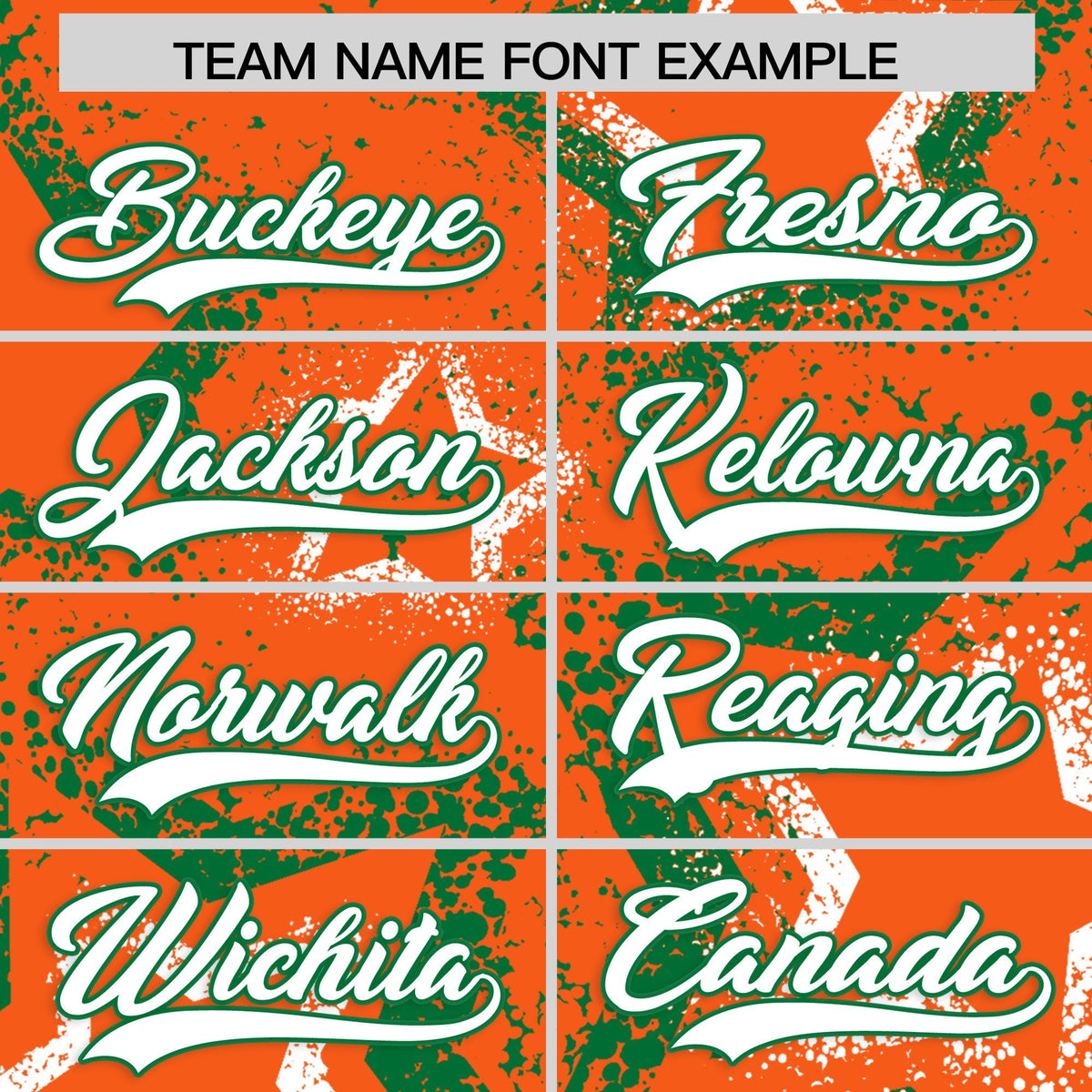 Custom Orange Kelly Green White Star-Shaped Ink Texture Graffiti Pattern Baseball Jersey | Sublimation Printed & Stitched,Add Name and Numbern,Perfect for Parties,Perfect for Training | KXKSHOP