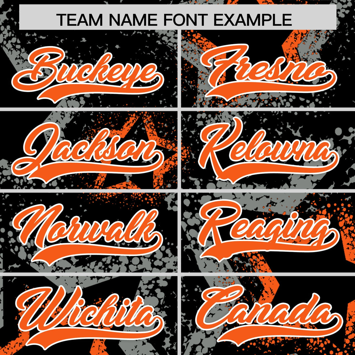 Custom Black Orange White Star-Shaped Ink Texture Graffiti Pattern Baseball Jersey | Sublimation Printed & Stitched,Add Name and Numbern,Perfect for Parties,Perfect for Training | KXKSHOP